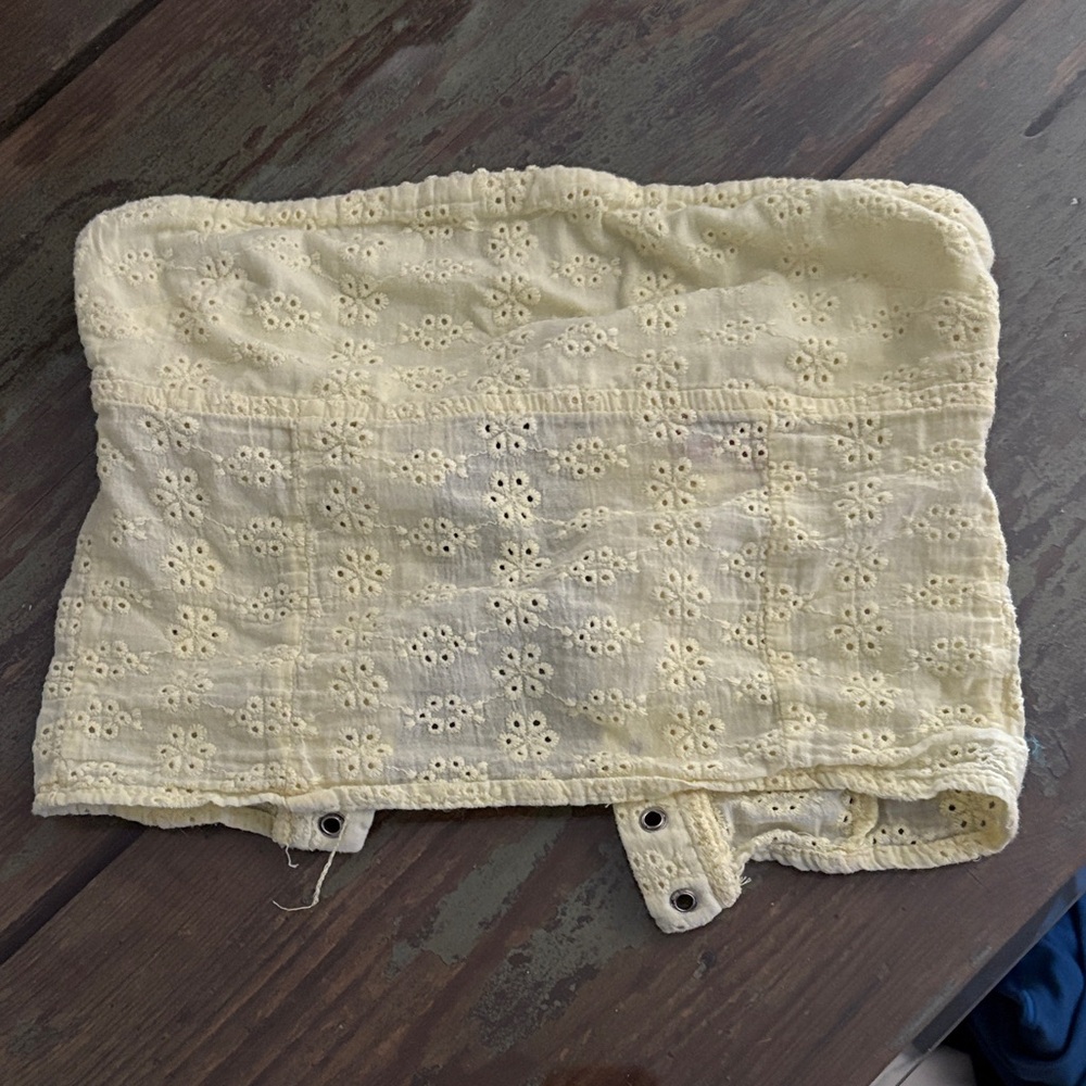 Edikted Light Yellow Strapless Eyelet Top